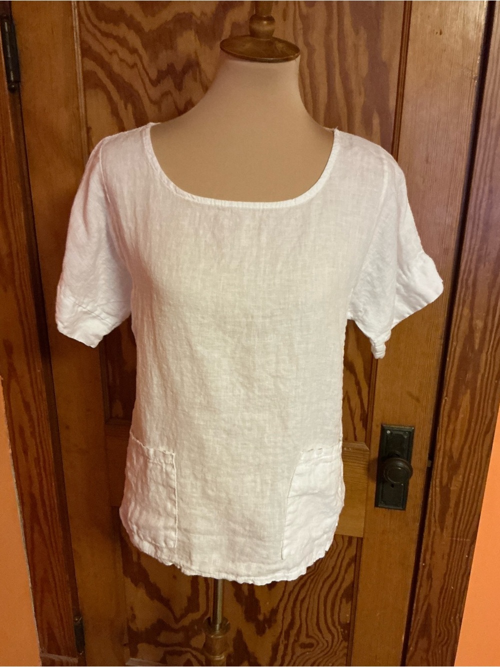 Francesca Bettini White Linen Tunic Top Made in Italy Pockets Medium - Picture 11 of 15